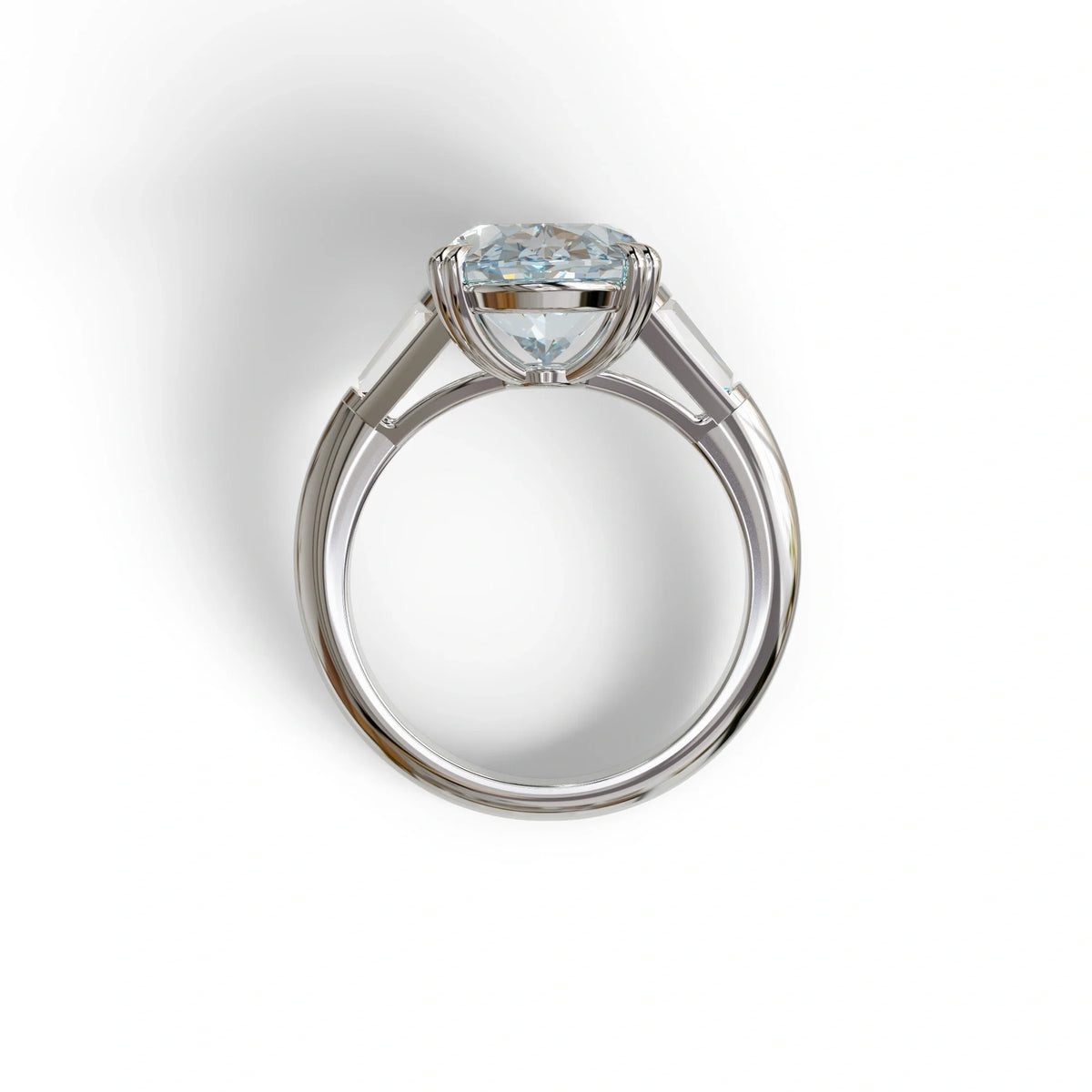 3 Carat Blue Oval & Baguette Lab Diamond Ring - Persi