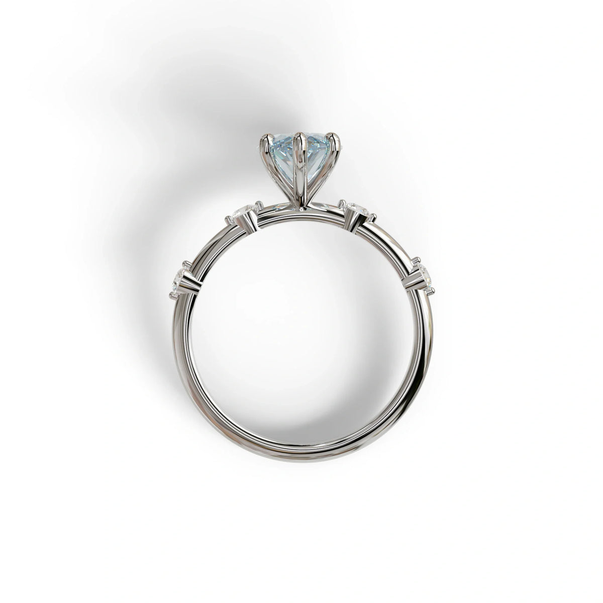 2.5 Ct Fancy Vivid Blue Marquise Cut Lab Diamond In Space-Chanel Setting Ring - Nimi