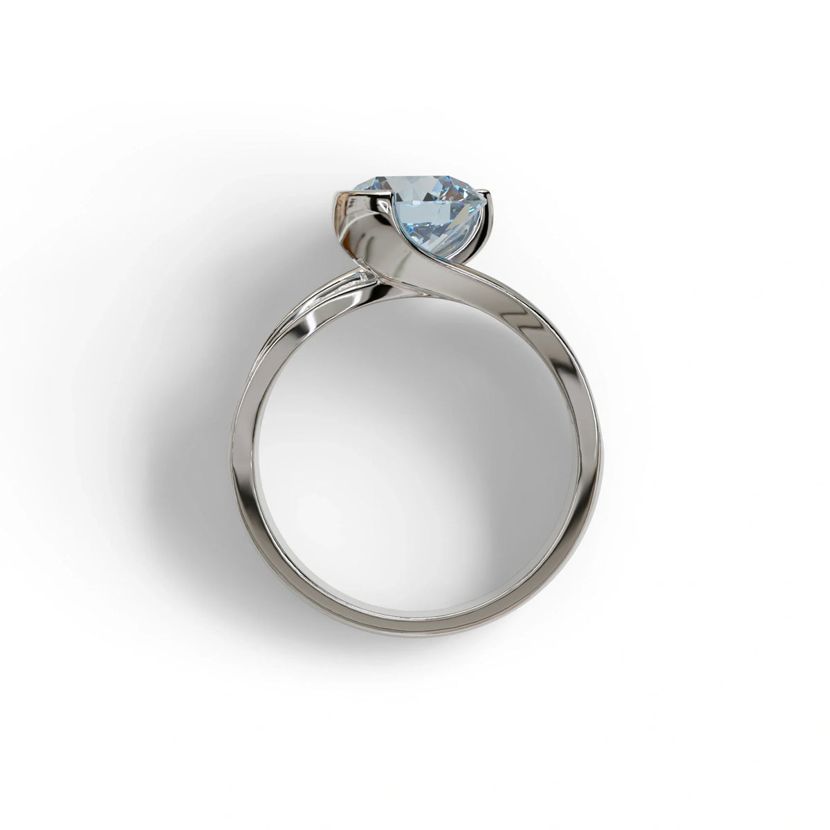 2 Carat Blue Round Shaped Channel Set Lab Diamond Engagement Ring - Avonlea
