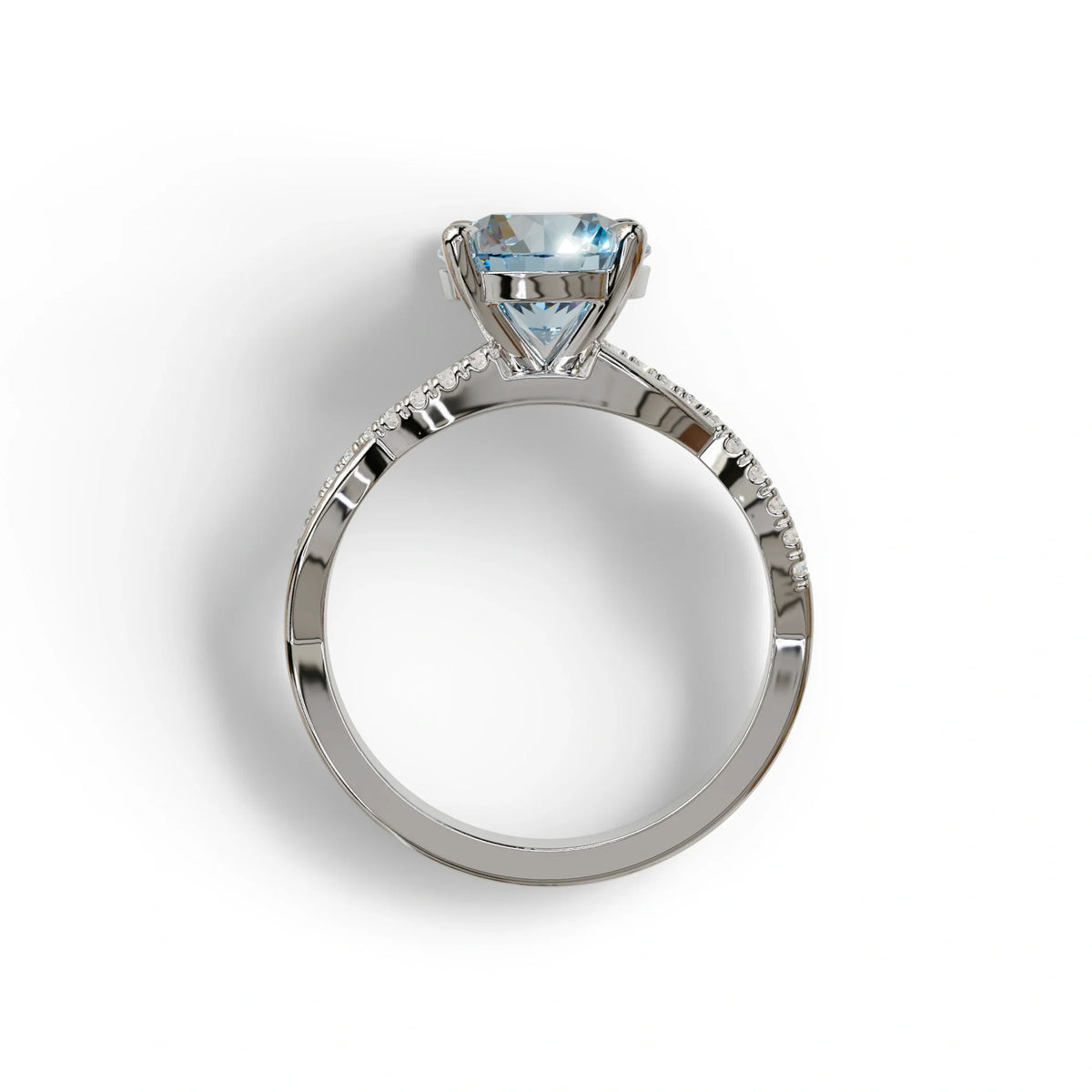 3 Carat Blue Round Cut Lab Diamond Ring - Infinity Cross