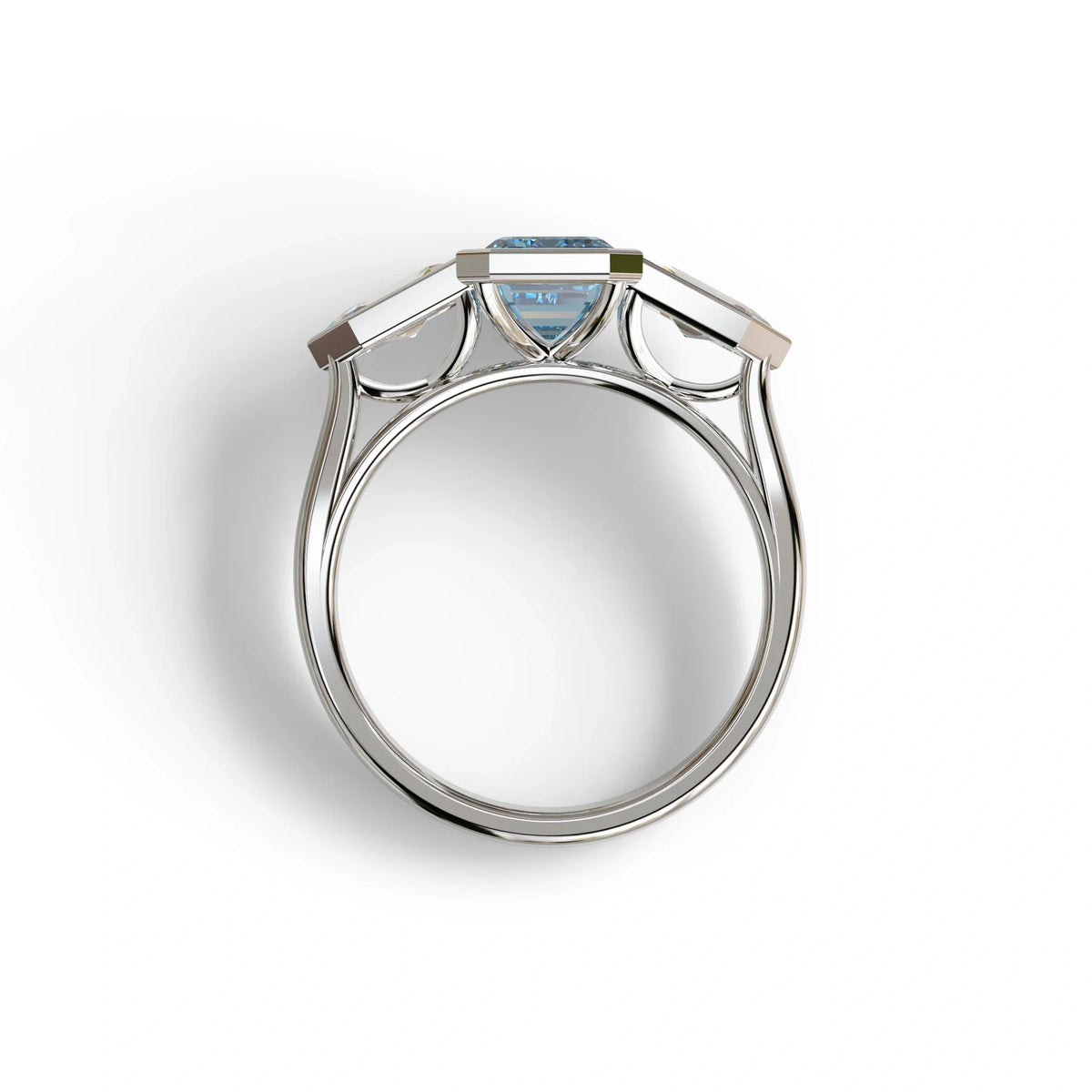 3 Ct Fancy Vivid Blue Emerald Cut Lab Diamond Ring - Lumons