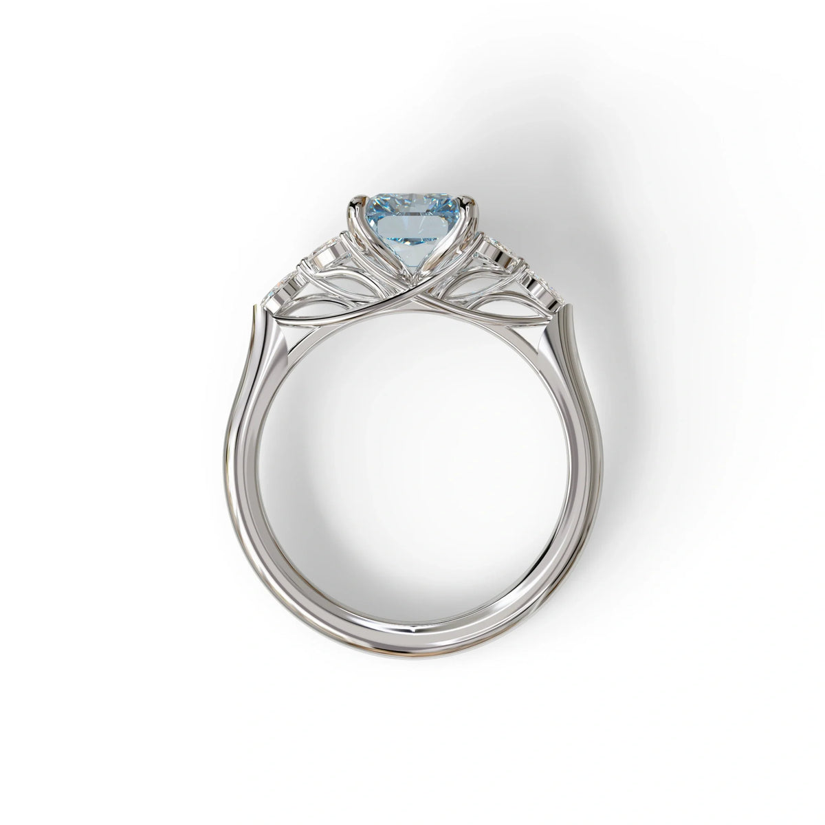 2.5 Carat Blue Lab Grown Diamond Engagement Ring · Radiant Cut Nature-Inspired | Aurora - view 9