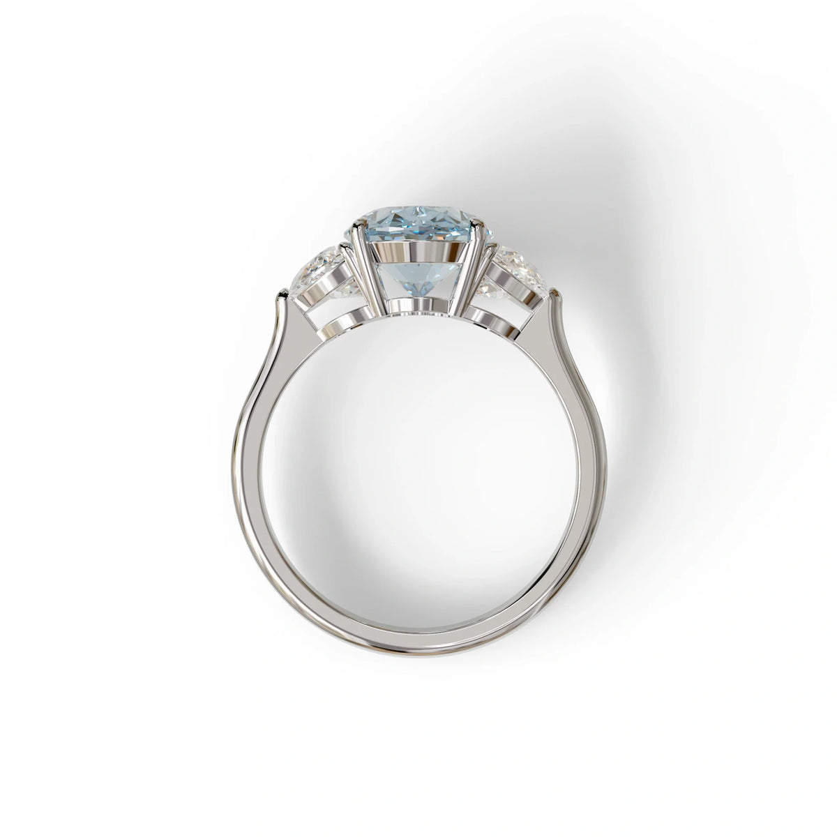 3 Carat Blue Lab Grown Diamond Engagement Ring · Oval Cut Three Stone | Constellation - view 9