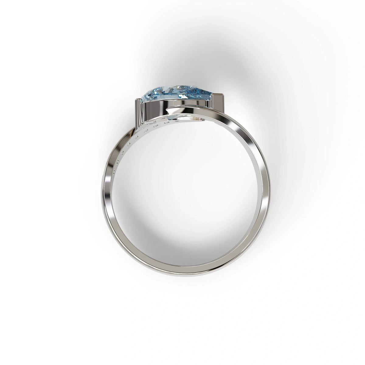 1 Carat Blue Pear Cut Unique Lab Grown Diamond Ring - Capricorn