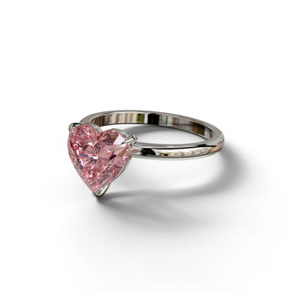 Fancy Pink Heart Cut Solitaire Lab Grown Diamond Engagement Ring - Mellow