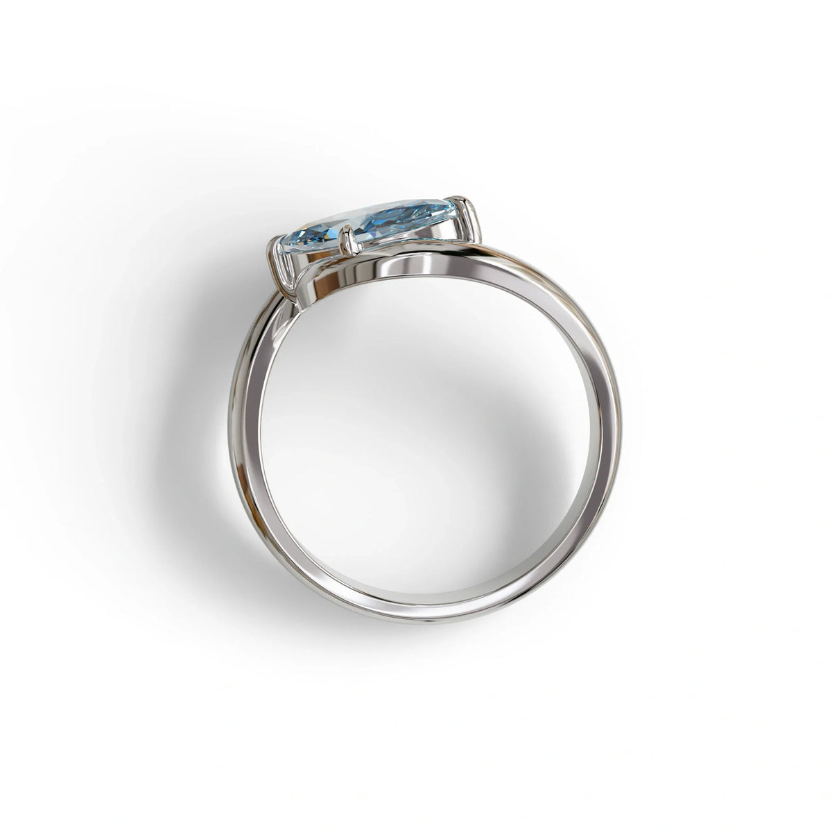 1 Carat Blue Color Marquise Cut Lab Diamond Engagement Ring - Virgo