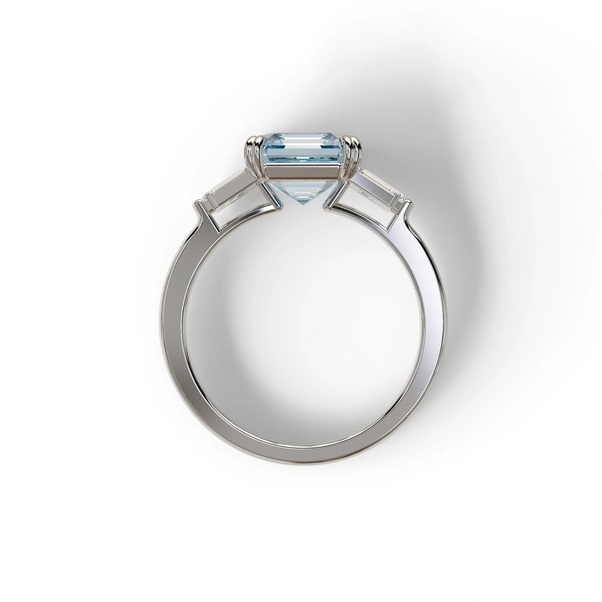 3 Ct Blue Asscher Cut Lab Diamond Double Claw Prong Setting Ring - Celestial