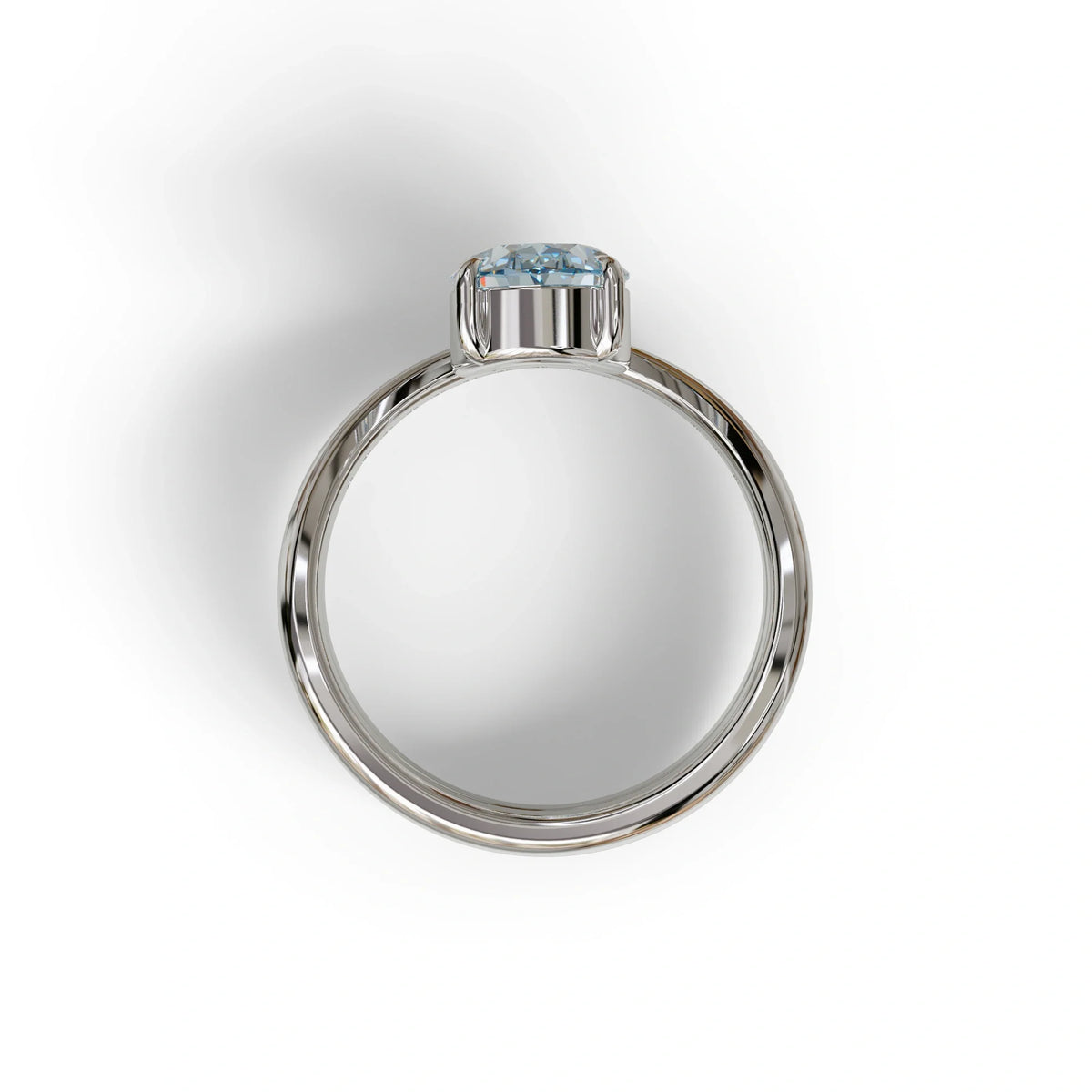 2 Carat Fancy Blue Oval Cut Lab Grown Diamond Ring | Curve Setting - Brilliance