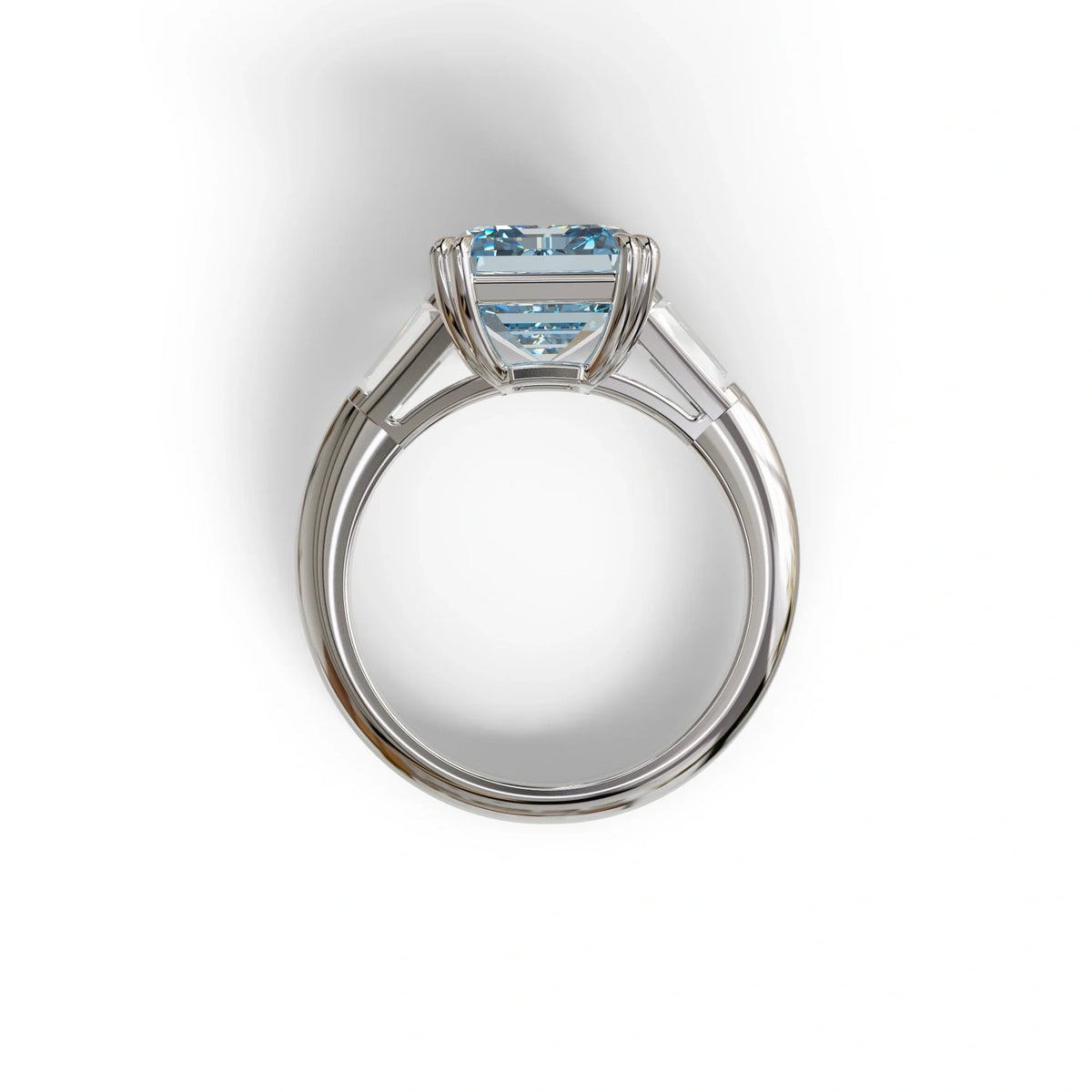 3 Carat Blue Emerald & Baguette Cut Multi Stone Lab Diamond Ring - Lami