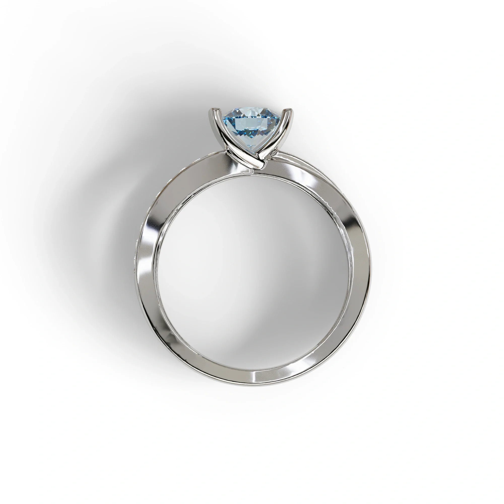 1 Carat Blue Round Cut Lab Diamond Crossover Ring Pave Setting - Lisa