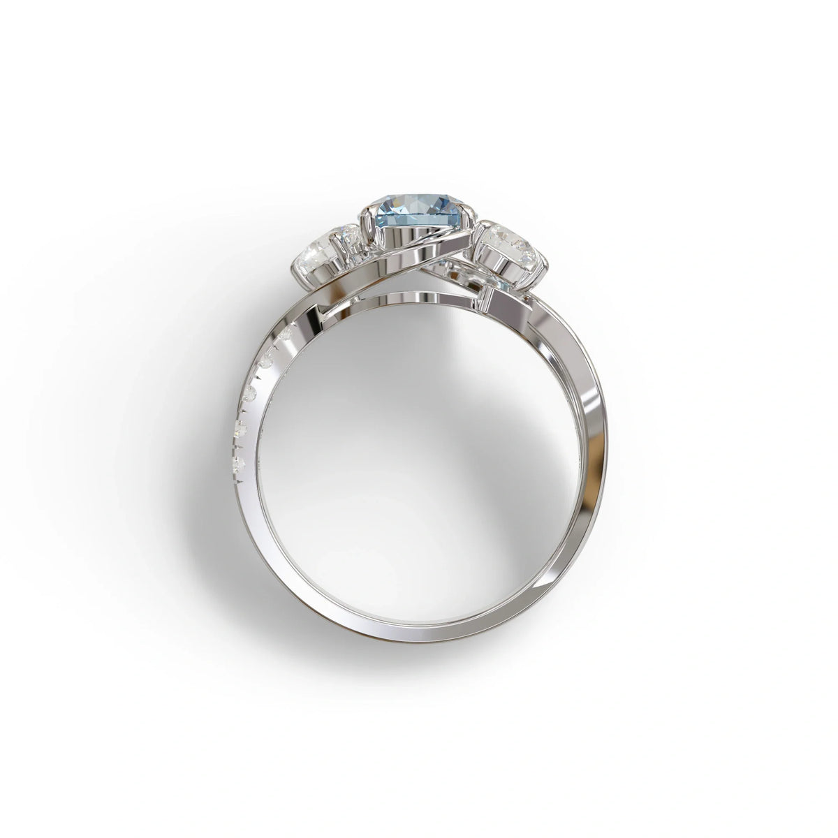 2 Carat Blue Lab Grown Diamond Round Engagement Ring - Giverny