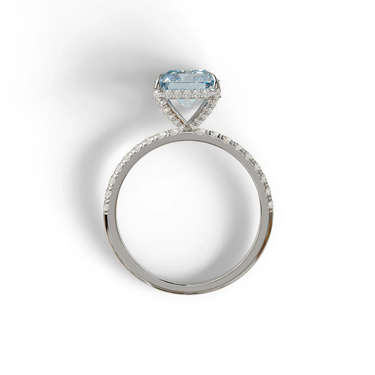 3 Ct Radiant Cut Blue Color Lab Diamond Ring - Monica