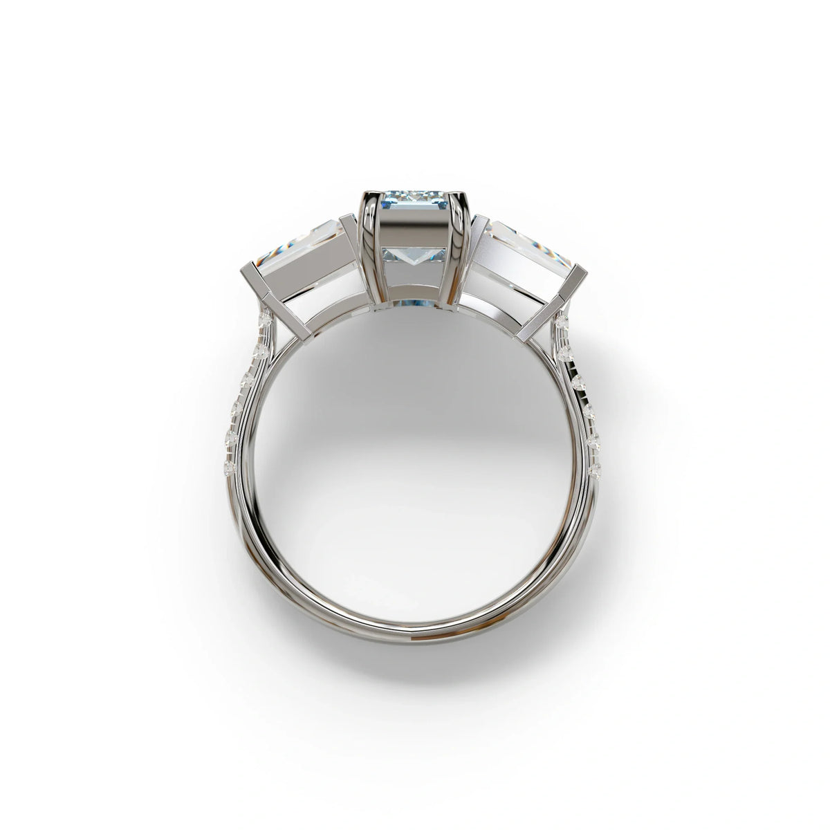 1.50 Carat Blue Emerald with Tapered Cut Lab Grown Diamond Ring - Libra