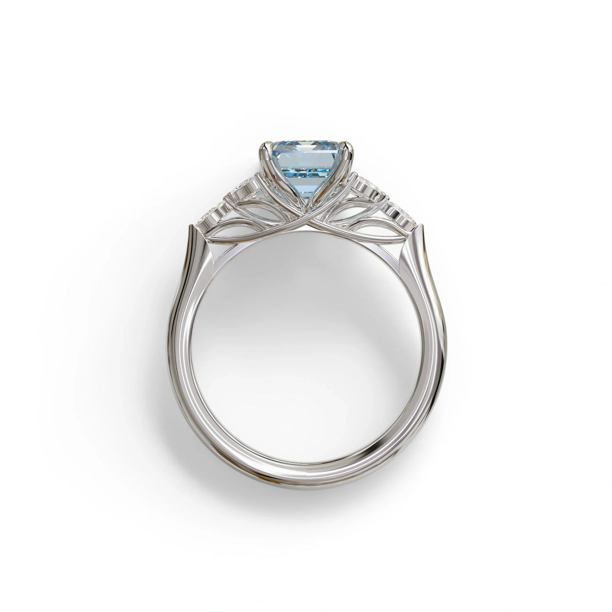2.5 Carat Blue Lab Grown Diamond Engagement Ring · Emerald Cut Nature-Inspired | Verona - view 9