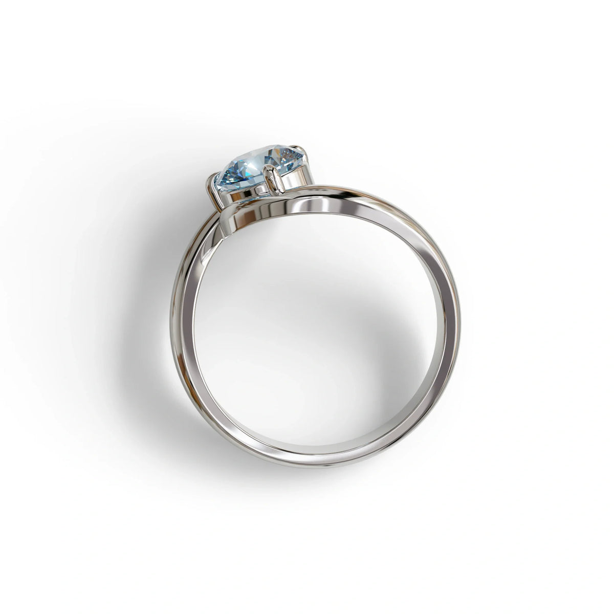 1.5 Carat Blue Round Cut Solitaire Lab Diamond Ring - Tauras