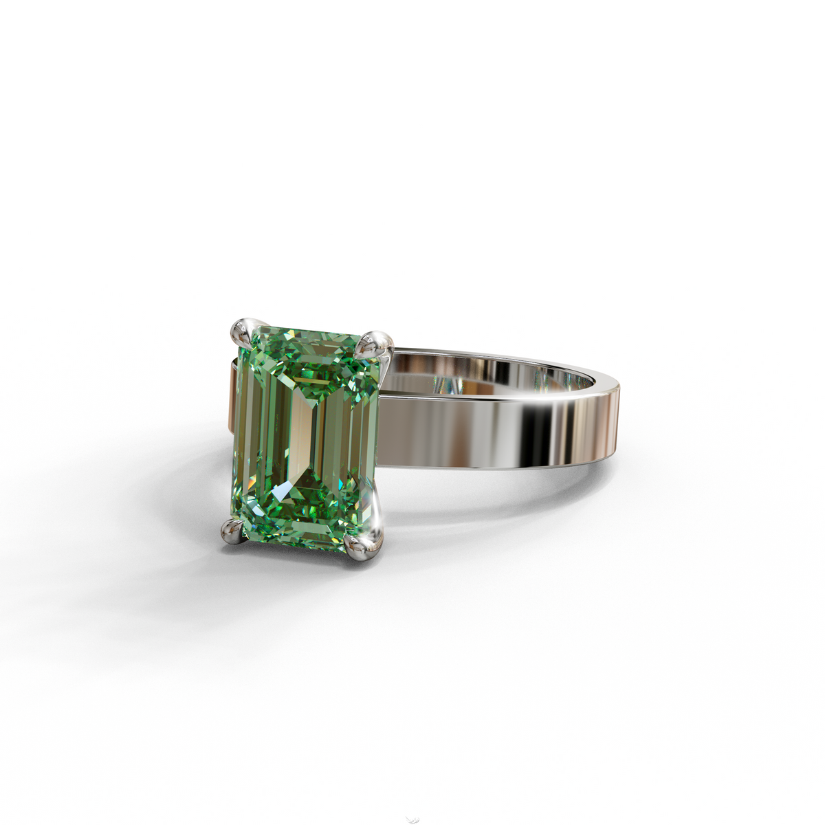 3 Carat Green Emerald Lab Grown Diamond Solitaire Engagement Ring - Zulu