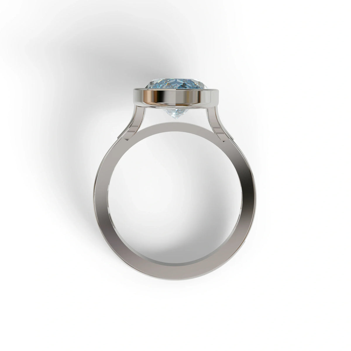 3 Ct Marquis Cut Blue Color Lab Diamond Ring With Bezel Set - Kayla