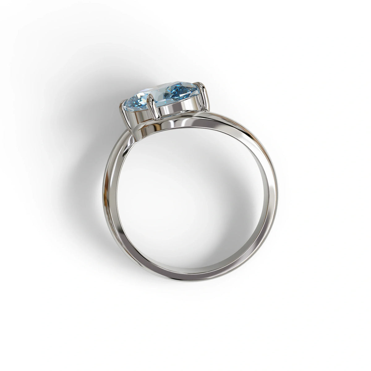 2 Carat Fancy Vivid Blue Oval Cut Lab Diamond Ring - Estella