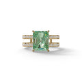 Green Color Radiant Cut Lab Diamond Engagement Ring | Double Band Hidden Halo - Billie - 10K Solid Gold / Yellow Gold