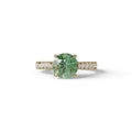 2 Carat Round Cut Green Lab Grown Diamond Engagement Ring | Hidden Halo & Pave - Brilliant - 10K Solid Gold / Yellow