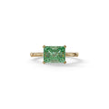 2.5 Ct Green Radiant Cut Lab Grown Diamond In Pave-Chanel Setting Ring - Maxine - 10K Solid Gold / Yellow Gold