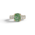 4 Carat Green Cushion Cut Full Eternity Lab Grown Diamond Ring - Enigma - 10K Solid Gold / Yellow Gold