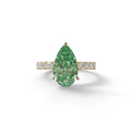 3 Carat Fancy Vivid Green Pear Cut Lab grown Diamond Engagement Ring - Feesia - 10K Solid Gold / Yellow Gold