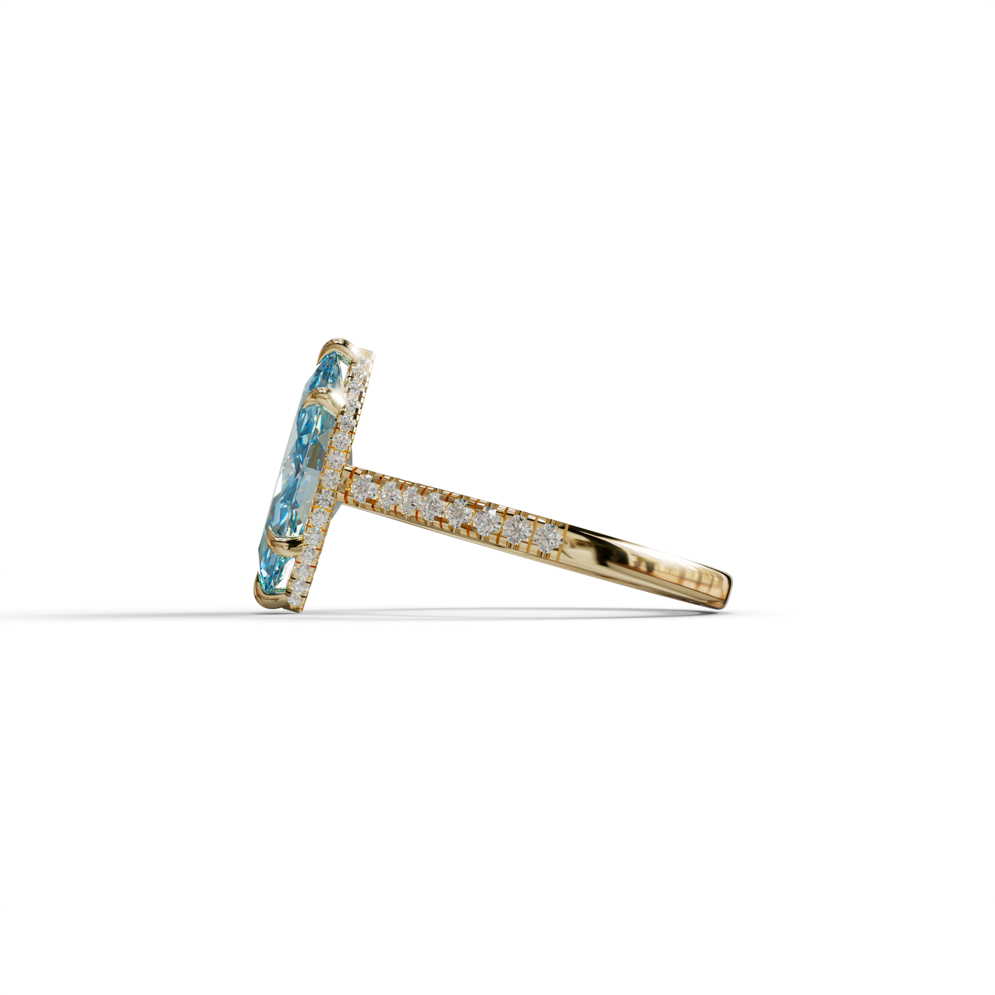 3 Carat Blue Marquise Cut Hidden Halo & Pave Set Lab Diamond Ring - Eblouissant