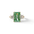 4 Carat Green Lab Grown Diamond Engagement Ring – Radiant Cut Three Stone | Taco