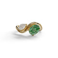 3 Carat Green Oval and Pear Cut Lab Diamond Engagement Ring - Toi Et Moi - 10K Solid Gold / Yellow Gold