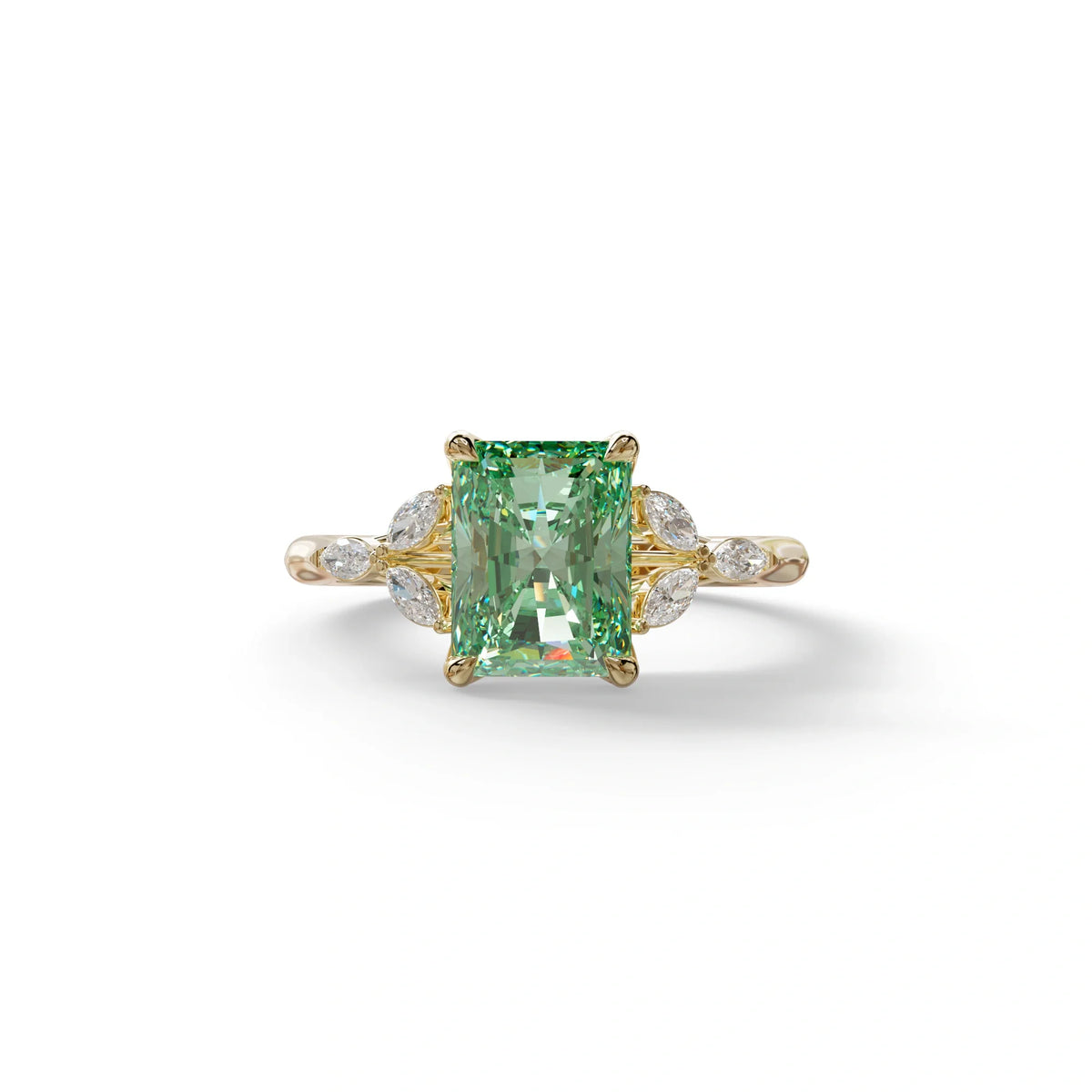 2.5 Carat Green Lab Grown Diamond Engagement Ring · Radiant Cut Nature-Inspired | Aurora - view 1