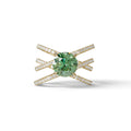 1.5 Carat Green Round Cut Criss Cross Lab Diamond Ring - Elegant - 10K Solid Gold / Yellow Gold