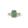 4 Carat Green Elongated Cushion Cut Lab Diamond Engagement Ring - Sagittarius - 10K Solid Gold / Yellow Gold