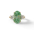 5 Carat Green Lab Grown Diamond Engagement Ring · Oval Cut Three Stone | Solstice - view 1