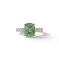 4 Carat Green Cushion Cut Hidden Halo Eternity Lab Diamond Engagement Ring - Sandrine - 10K Solid Gold / Yellow Gold