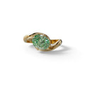 2 Carat Fancy Vivid Green Oval Cut Lab Diamond Ring - Estella - 10K Solid Gold / Yellow Gold