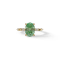 2 Ct Green Oval Cut Lab Diamond In Space-Chanel Setting Ring - Celestial - 10K Solid Gold / Yellow Gold