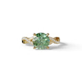 3 Carat Green Round Cut Lab Diamond Ring - Infinity Cross - 10K Solid Gold / Yellow Gold