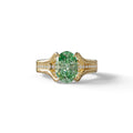 3 carat Fancy Vivid Green Oval Cut Lab Grown Diamond Pave set Engagement Ring– Beverly - 10K Solid Gold / Yellow Gold