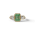 3 Ct Fancy Vivid Green Emerald Cut Lab Diamond Ring - Lumons - 10K Solid Gold / Yellow Gold