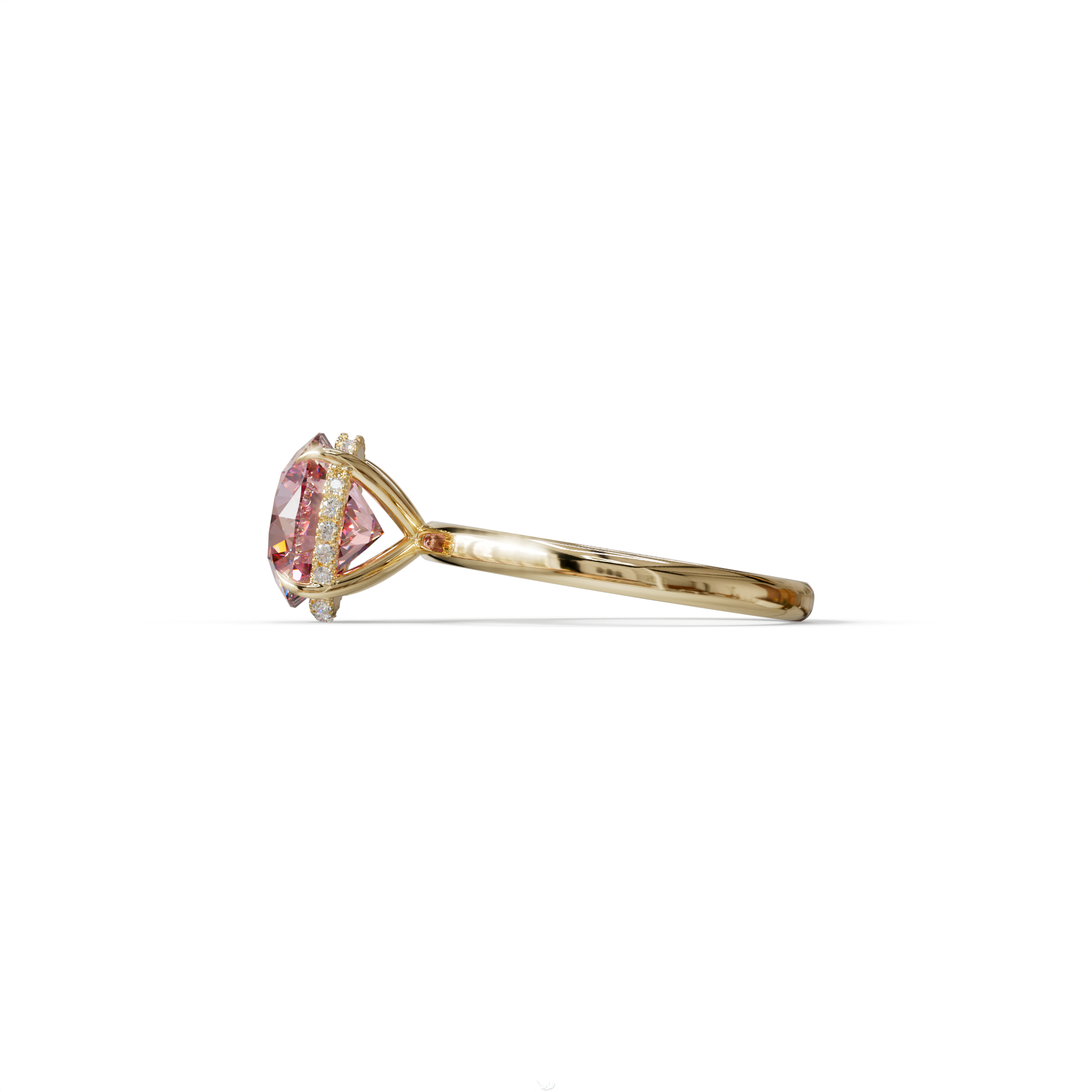 3 Carat Round Pink Hidden Halo Lab Diamond Ring - Luxe Cercle