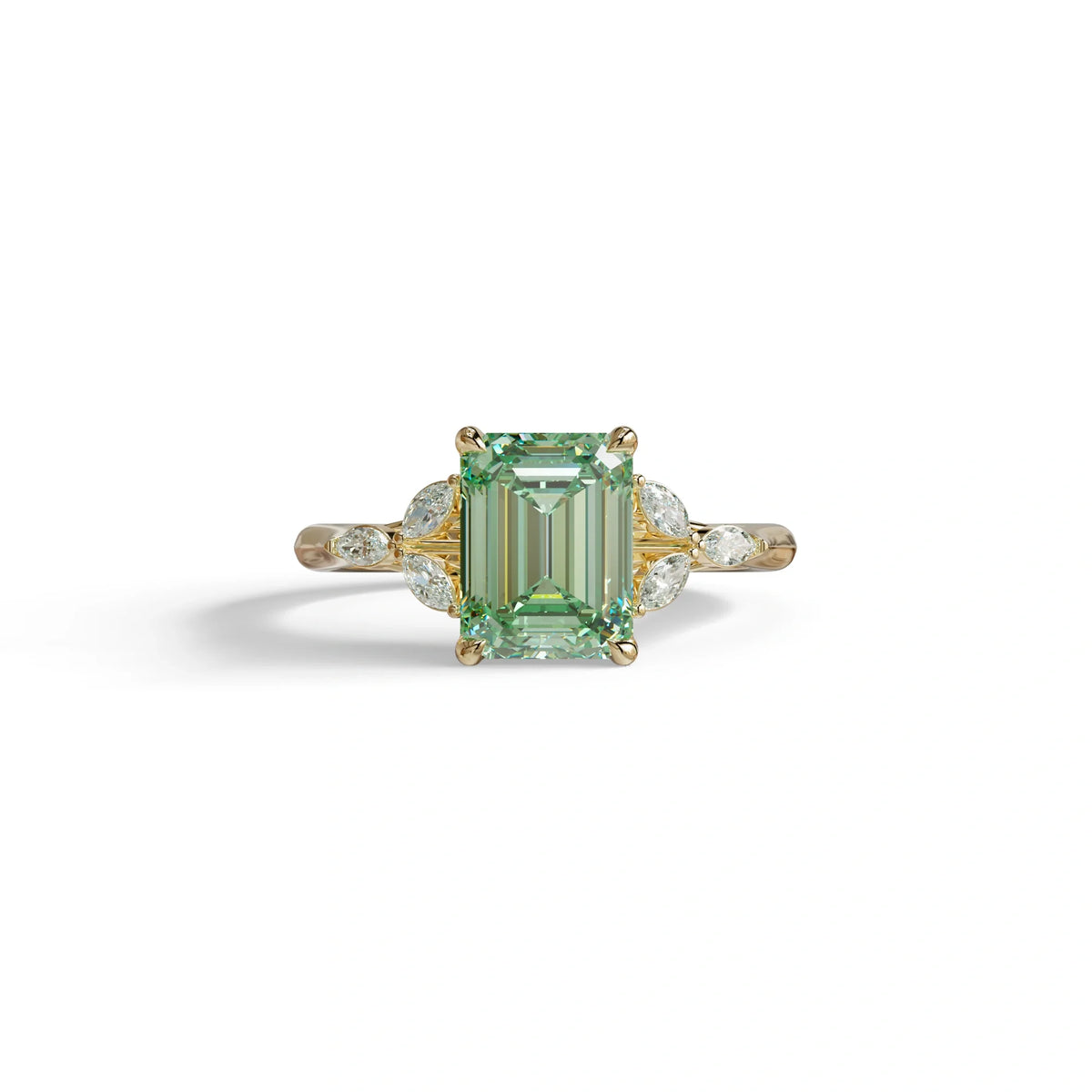 2.5 Carat Green Lab Grown Diamond Engagement Ring · Emerald Cut Nature-Inspired | Verona - view 1