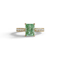 2 Carat Green Radiant Cut Halo & Pave Lab Grown Diamond Ring- Asphalt