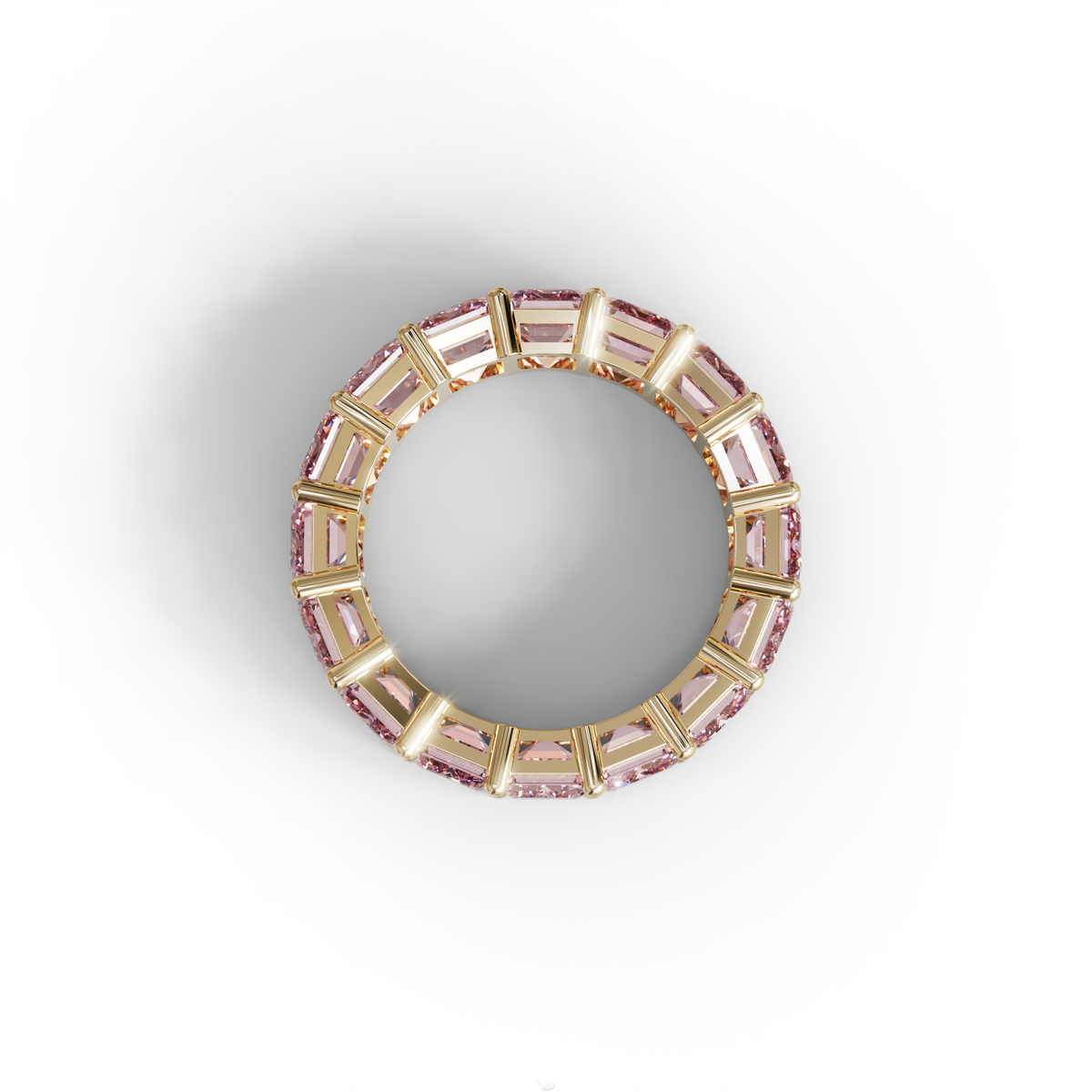 Lab‑Grown Pink Emerald‑Cut Diamond Band – Classic Full‑Eternity Style
