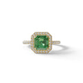 3.5 Ct Green Asscher Cut Lab Diamond In Halo & Pave Setting Ring - Up Glam - 10K Solid Gold / Yellow Gold