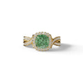 3 Carat Green Cushion Cut Lab Grown Halo Diamond Engagement Ring - Odessa - 10K Solid Gold / Yellow Gold