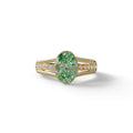 3 Carat Fancy Vivid Green Oval Cut Lab Grown Diamond Engagement Ring - Prisma - 10K Solid Gold / Yellow Gold