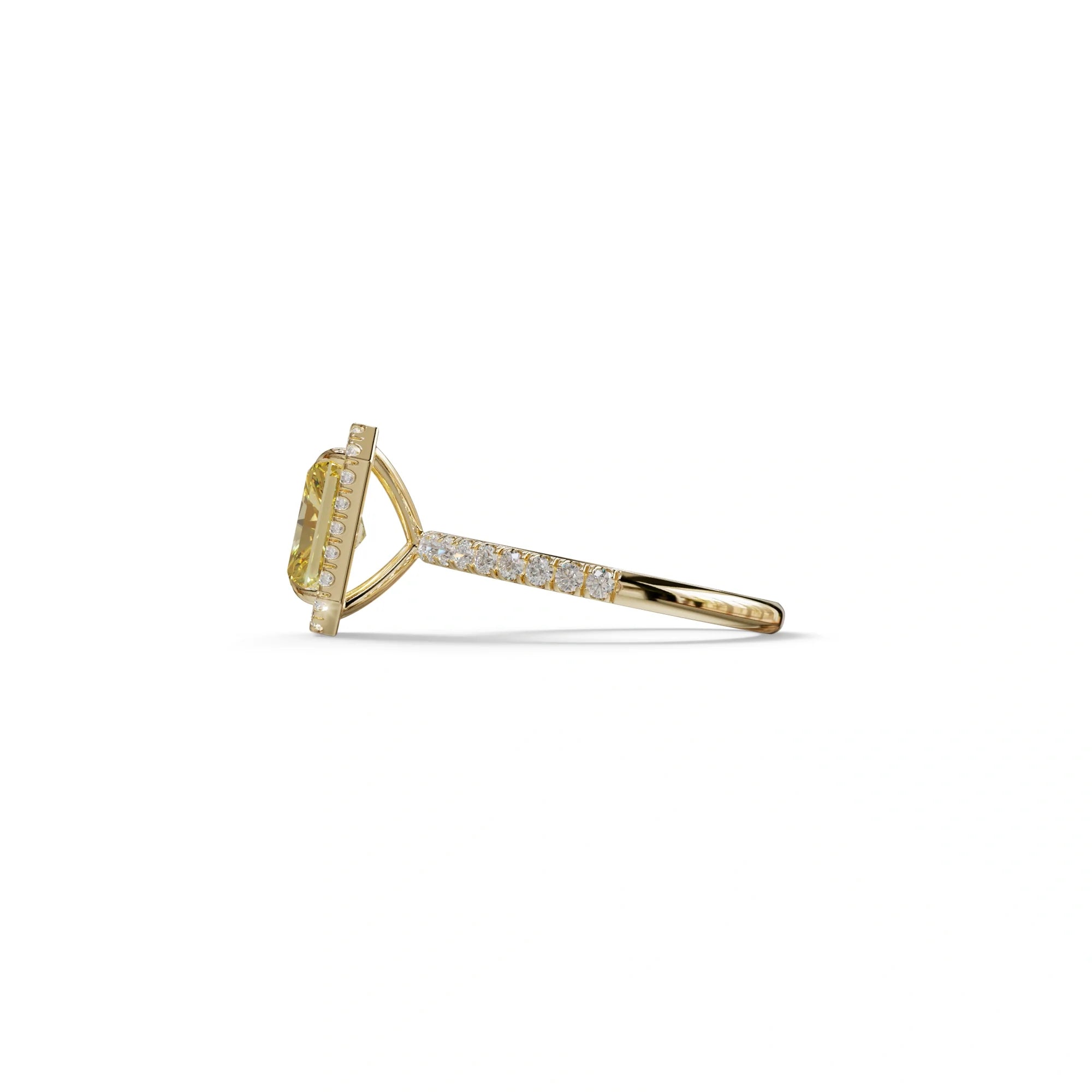 Yellow Radiant Cut Halo & Pave Lab Grown Diamond Engagement Ring - Madison