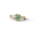 2 Carat Green Lab Grown Diamond Round Diamond Engagement Ring - Giverny - 10K Solid Gold / Yellow Gold