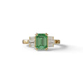 3 Carat Emerald Cut Green Lab Grown Diamond Multi Stone Ring Ring - Leela - 10K Solid Gold / Yellow Gold